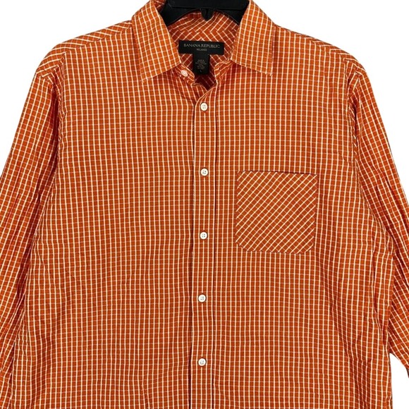 Banana Republic Other - Banana Republic Shirt Mens Large Relaxed Fit Button Front Business Casual Orange